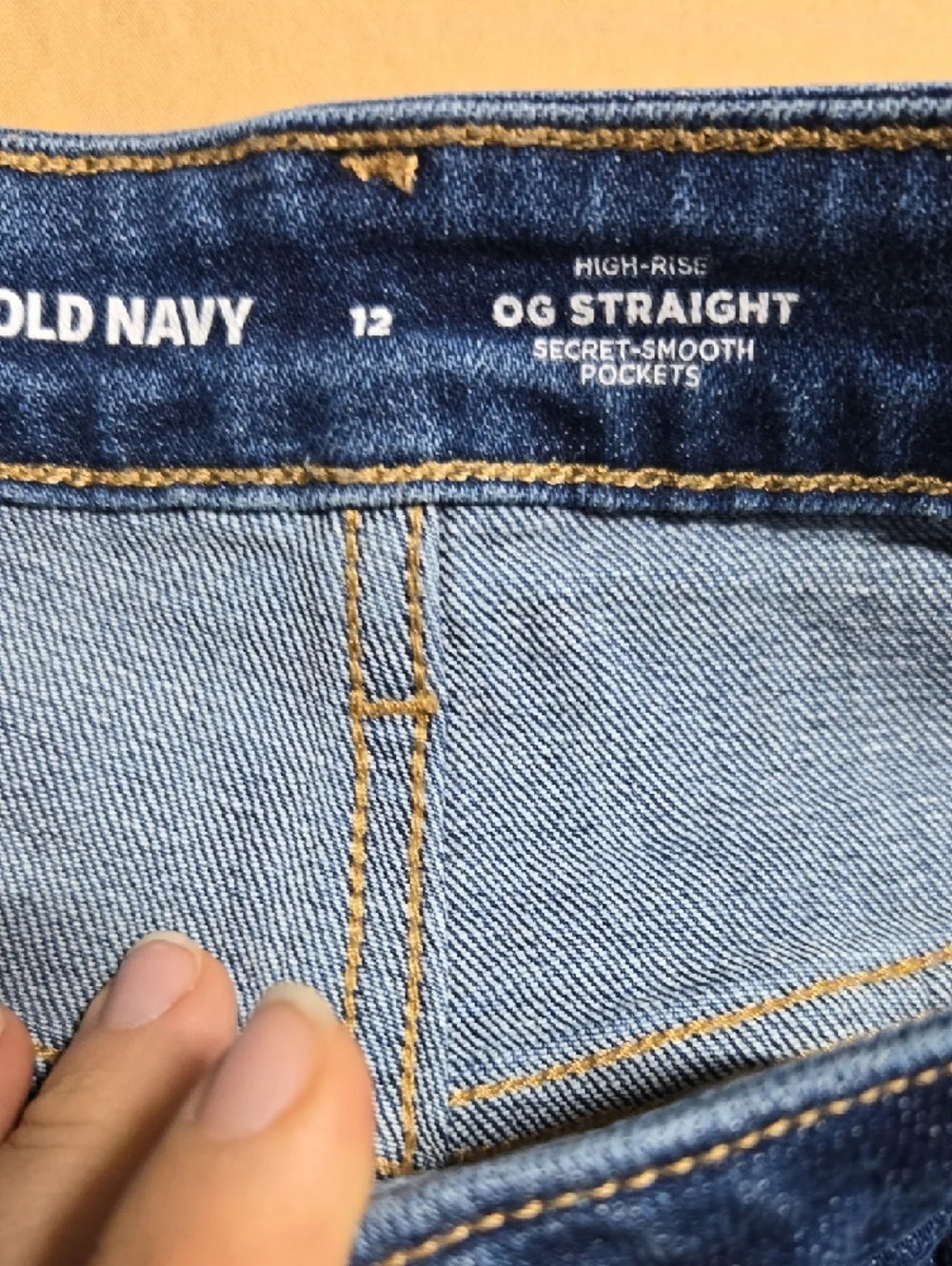 ♡Old Navy Dark Blue Frayed Denim Shorts OG Straight High Rise Size 12